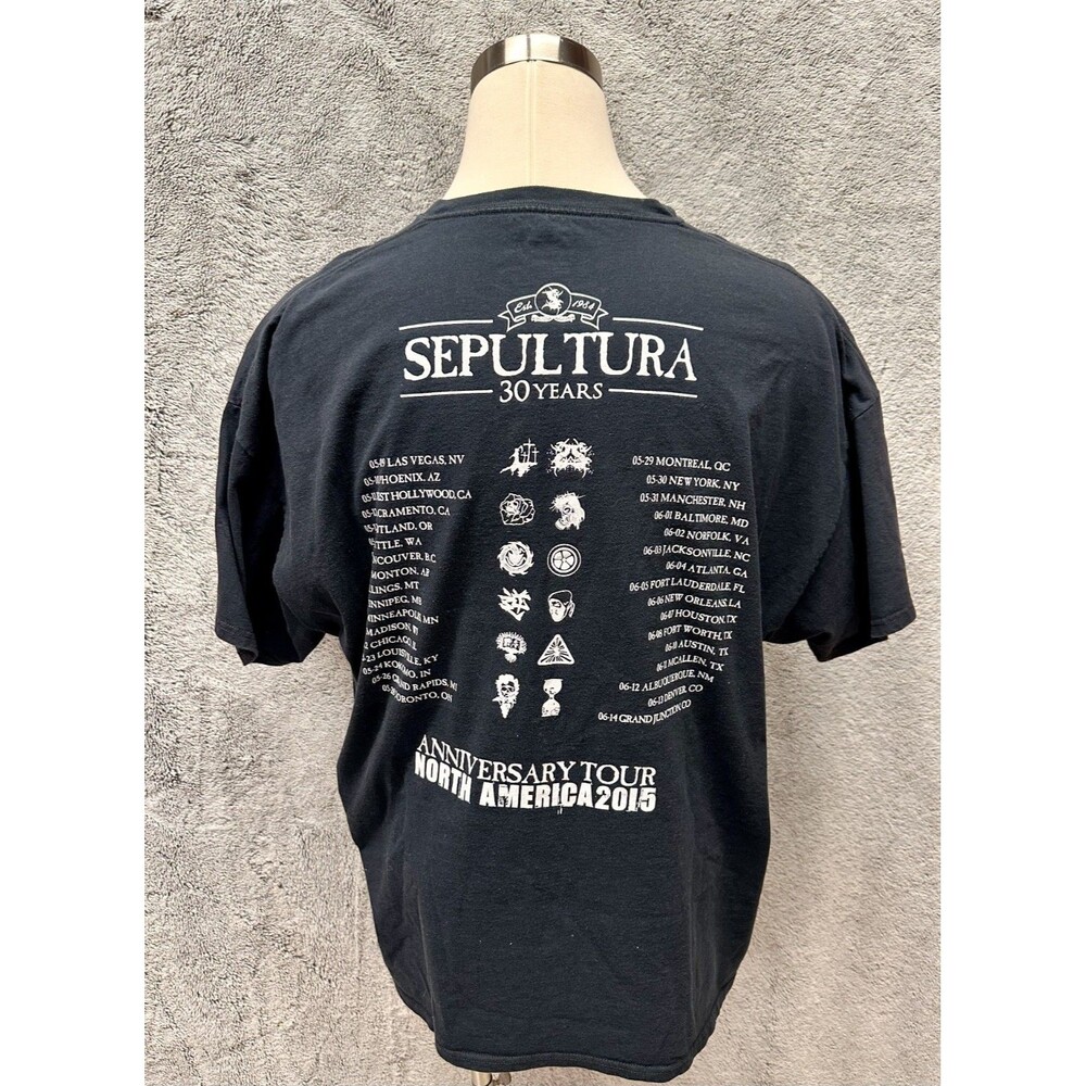 Vintage Y2K Sepultura 30 Years Anniversary Tour Band Tee Black 3XL 2015 - Picture 5 of 7